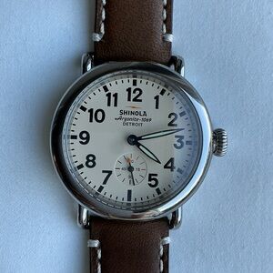 Shinola Runwell Watch with Champagne Dial and Brown Strap